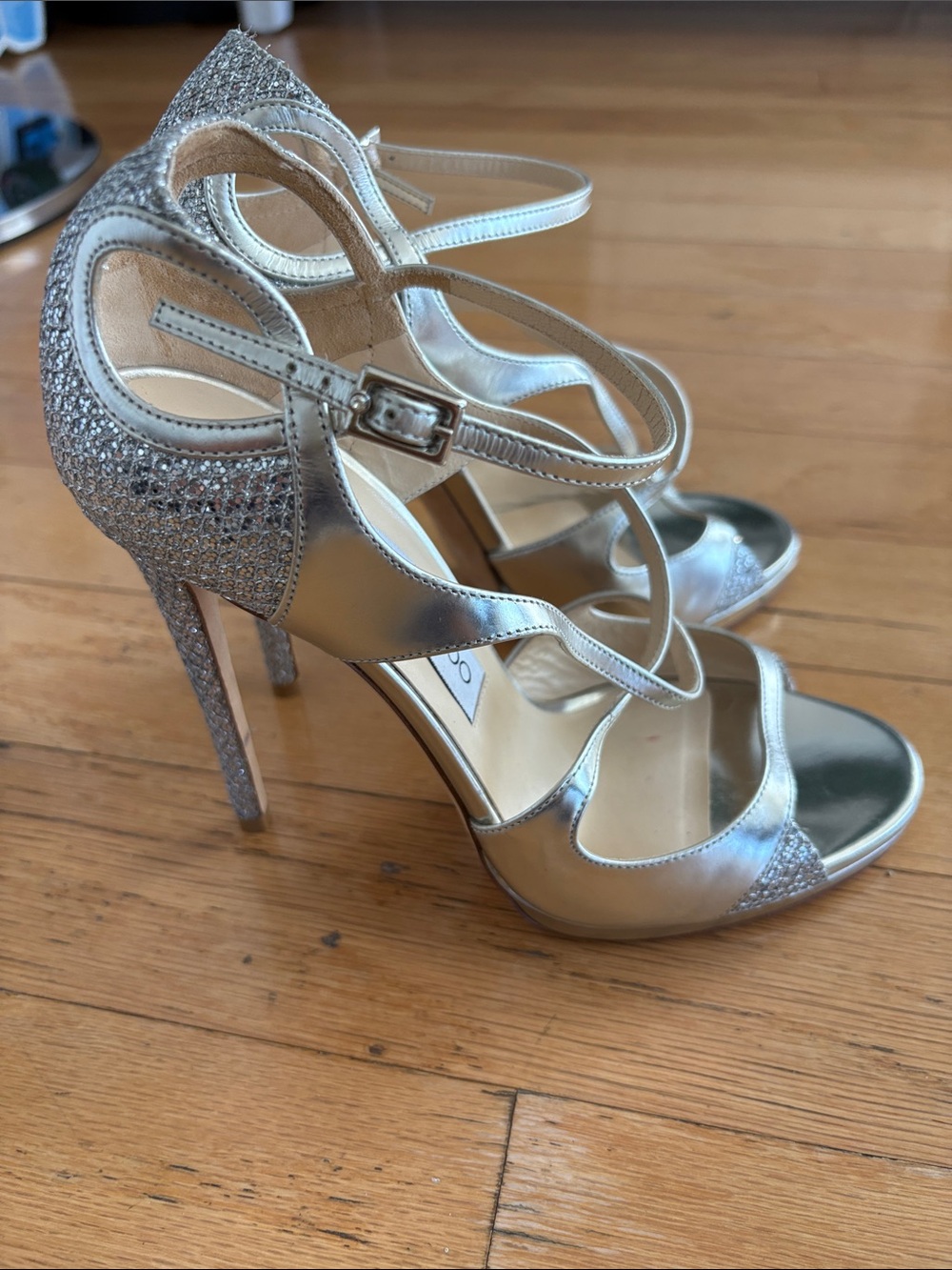 Silver Jimmy Choo  High Heel Shoes 38